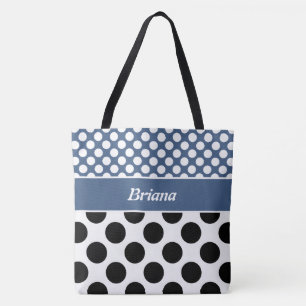 Trendy Chamada Blue & White Bolinhas Tote Bag