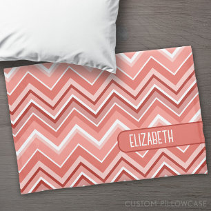 Trendy Chevron Padrão grande bloco de nome coral