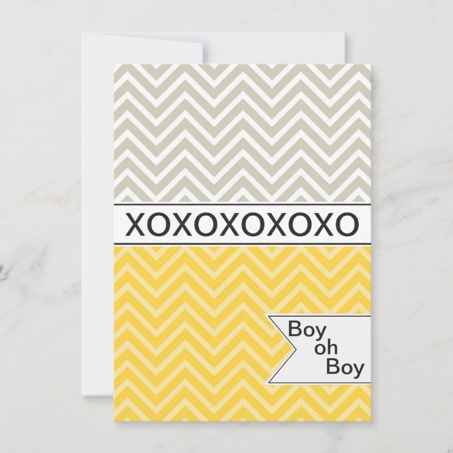 Trendy Chevron XOXO Chá de fraldas Convite ~ Boys (Frente)