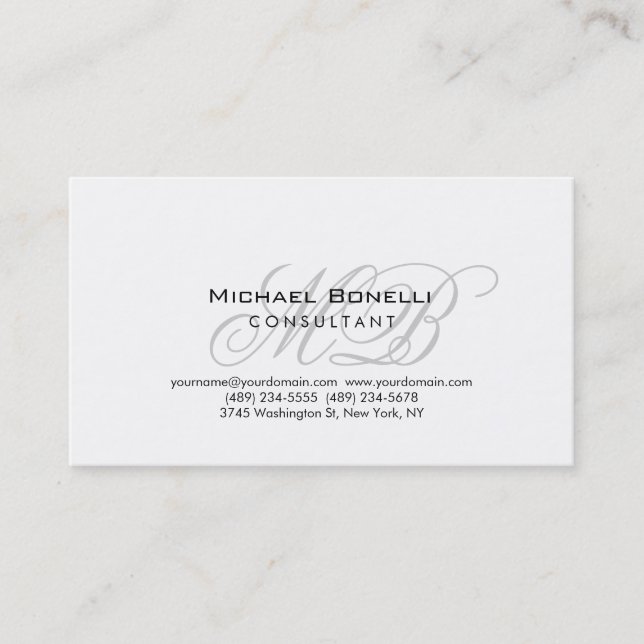 Trendy Chic Monographic Cartão de visita do consul (Frente)