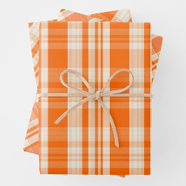 Trendy & Chic Orange & Cream Plaid Patterns