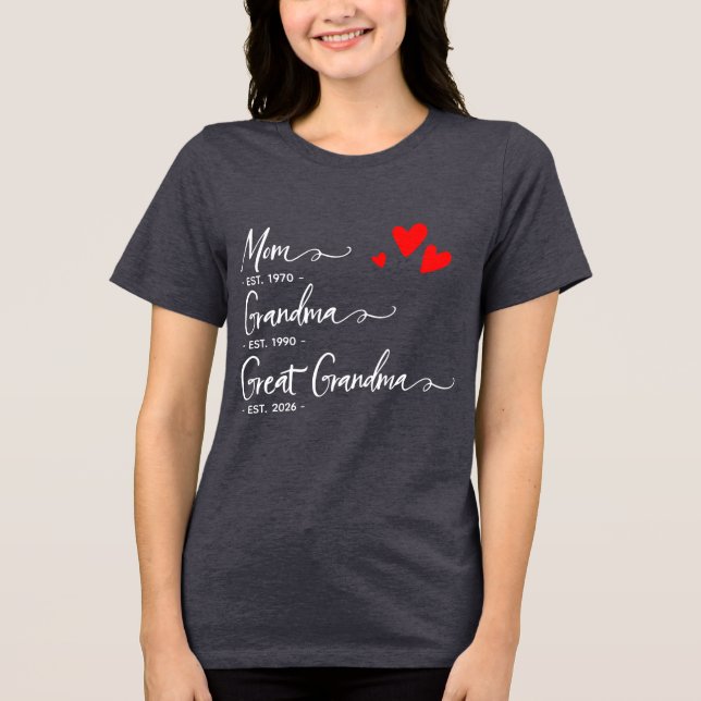Trendy Custom Year Mom Grandma Great GrandmT-Shirt (Frente)