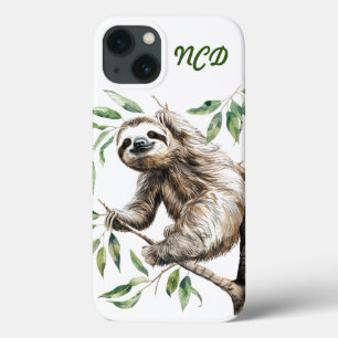 Trendy Cute Sloth Em Uma Árvore