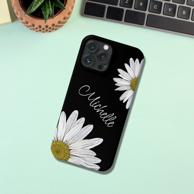Trendy Daisies personalizadas preto branco branco (Criador carregado)