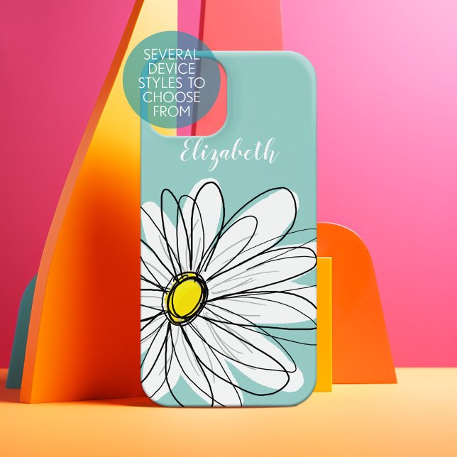 Trendy Daisy Floral Illustração - Amarelo lacrimog (Personalized Phone Case)