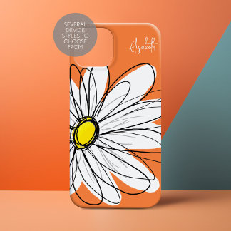 Trendy Daisy Floral Illustração - Amarelo laranja
