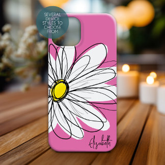Trendy Daisy Floral Illustração - amarelo-rosa
