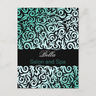 Trendy damask aqua business Obrigado Cartões
