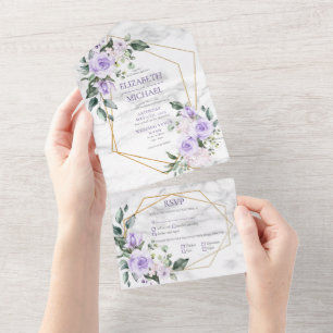Trendy Dourado Geométrico Lilac Floral Primavera