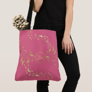 Trendy Dourado Stars Monogramed Tote Bag