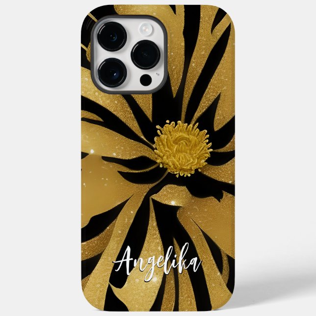 Trendy e Chic Floral Black e Dourado Name (Verso)
