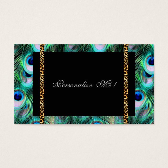 Trendy Elegant Modern Girly Peacock & Leopard (Frente)