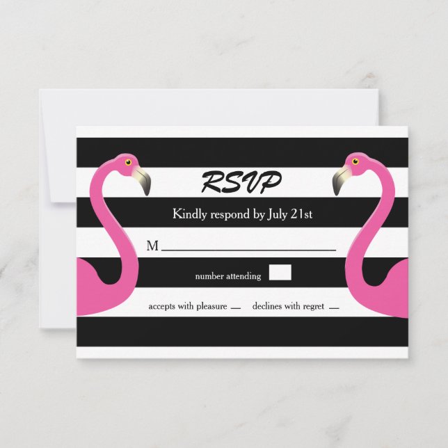 Trendy Flamingo Wedding RSVP (Frente)