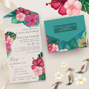 Trendy Floral Watercolor Casamento Verde Tropical