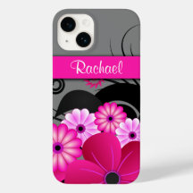 Trendy Fuchsia Rosa E Cinza Hibiscus Floral