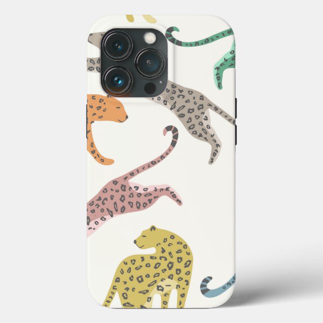 Trendy Green Blue Beige Cheetah Cheetah Caso Difíc (Verso)