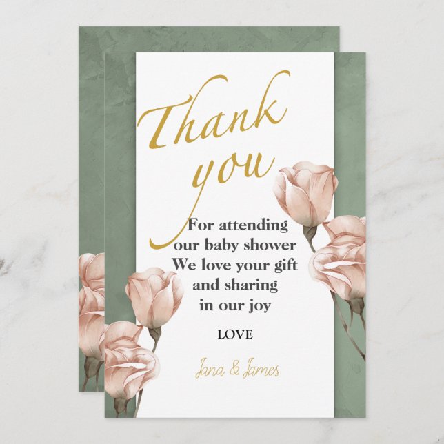 trendy Greenery obrigado seu convite (Frente/Verso)