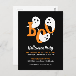 Trendy Halloween Party Boo Fantasma Convite Negro