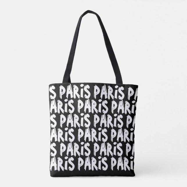 Trendy hispter paris tote bag | Preto e Branco (Verso)
