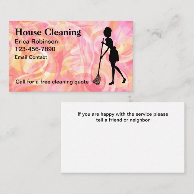 Trendy House Clearing Maid Cartões de visitas (Frente/Verso)