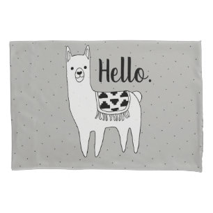 Trendy Llama Sketch & Black Dots Hello