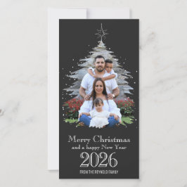Trendy Merry Christmas Tree Shape 2023 Photo Cinza