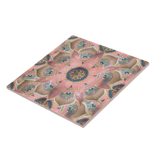 Trendy Metallic Dourado e Pink Mandala Design (Lateral)