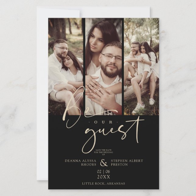 Trendy Modern 3 Fotos de Colagem de Casamento (Frente)