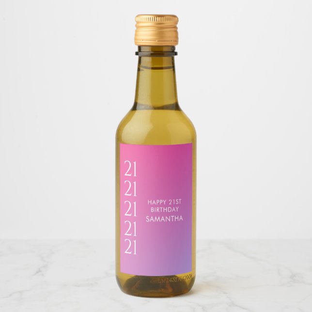 Trendy Modern Bold Pink Gradient 21st Birthday (Frente)