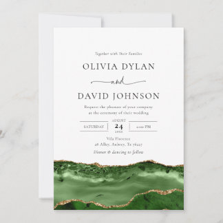 Trendy Modern Green Dourado Convite para Casamento