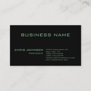 Trendy Modern Green Rich Black Cartão de visita