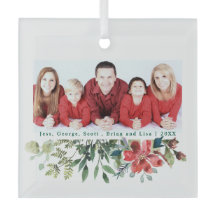 Trendy Modern Red Flowers Winter Greenery Foto