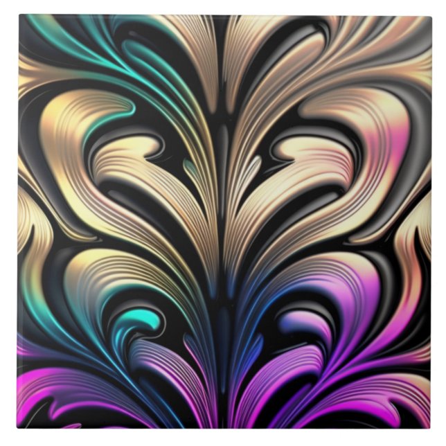 Trendy multicolore padrão azulejo cerâmico (Frente)