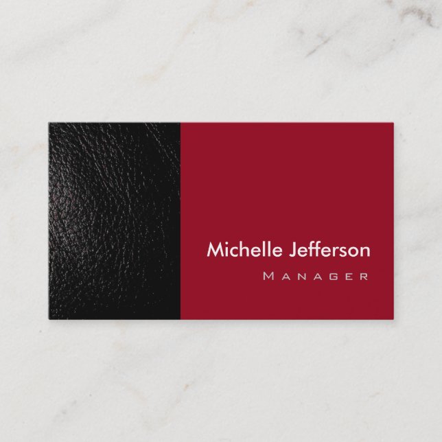 Trendy Na moda Leather Carmine Red Cartão de visit (Frente)