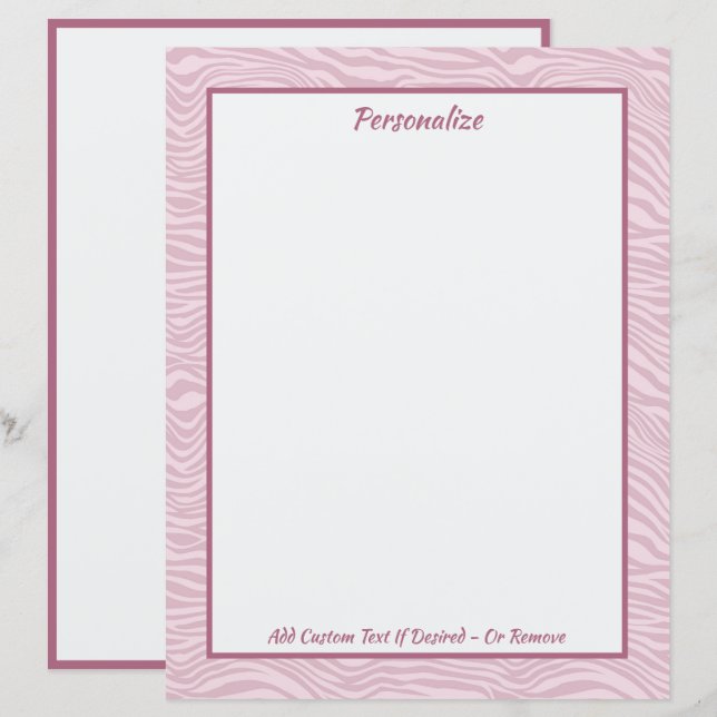 Trendy Na moda Rosa Zebra Ondas Personalizadas (Frente/Verso)