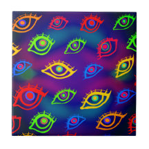 Trendy Neon Colorful Eyes Patterno
