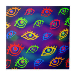 Trendy Neon Colorful Eyes Patterno