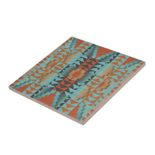 Trendy Orange Turquoise Teal Blue Arte Tribal