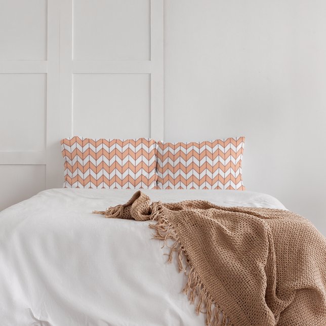 Trendy Peach Burgundy Herringbone Chevron Padrão (Criador carregado)