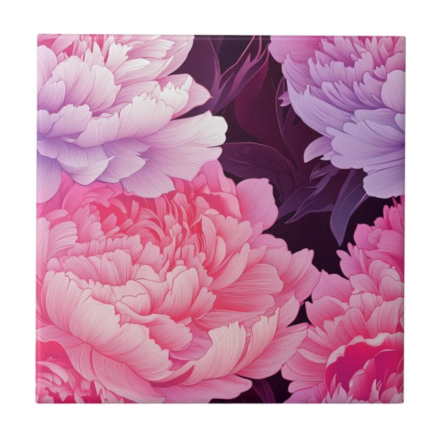 Trendy Peonies Cerâmicos Azulejos Para Interiores  (Frente)