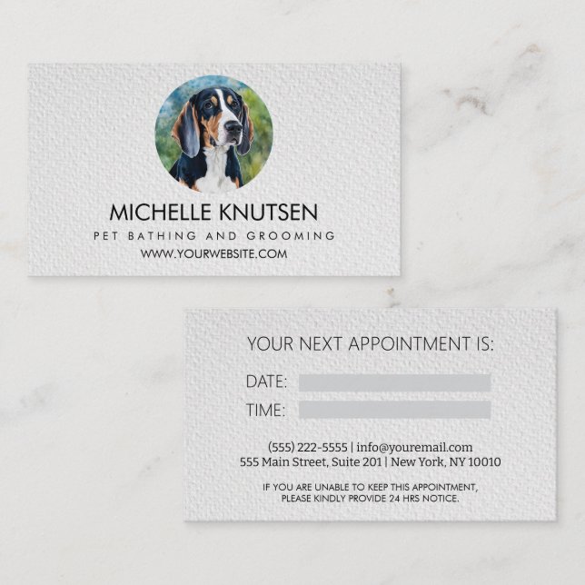 Trendy Pet Bathing e Cartão de Compromisso de Emer (Frente/Verso)