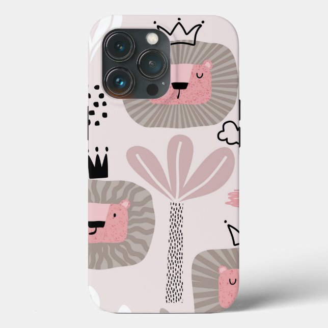 Trendy Pink Boho Lion Modern Tough Case (Verso)