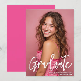 Trendy Pink Photo 2026 Graduation Announcement