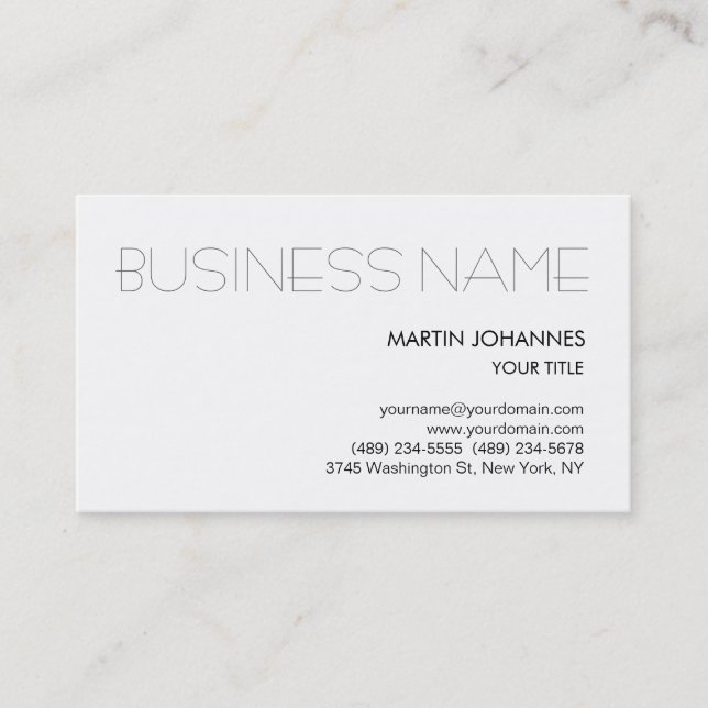 Trendy Professional Chic White Cartão de visita (Frente)