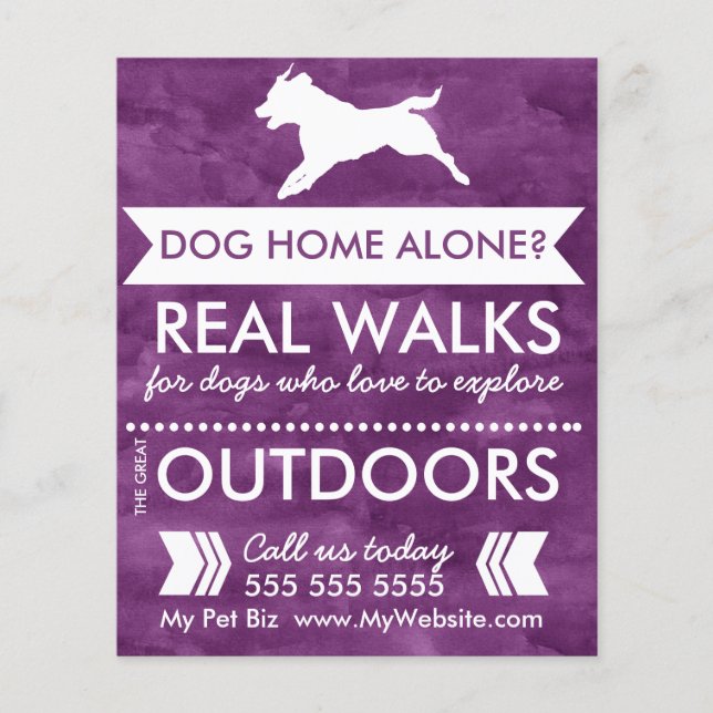 Trendy Purple Dog Silhout Dog Walker Flyer (Frente)