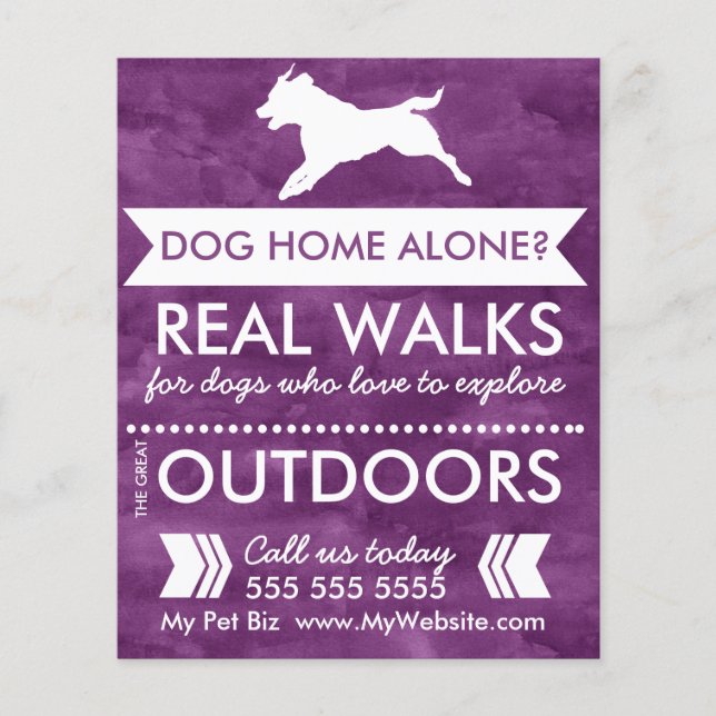 Trendy Purple Dog Silhout Dog Walker Flyer (Frente)