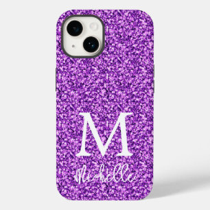 Trendy Purple Glitter Monograma Nome Inicial