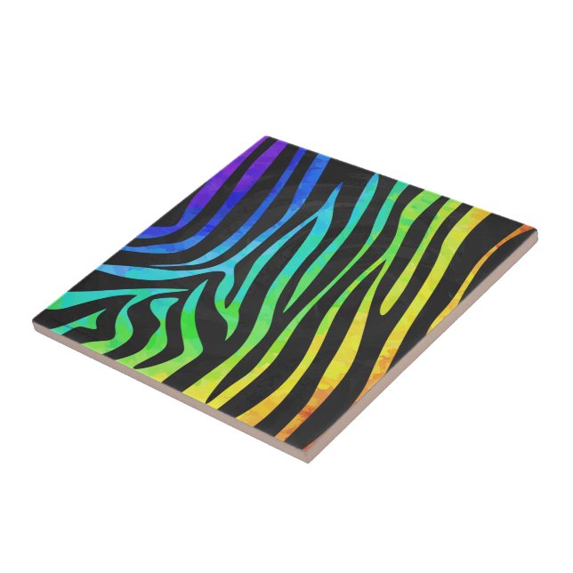 Trendy Rainbow e Black Zebra Animal Print no ele (Lateral)