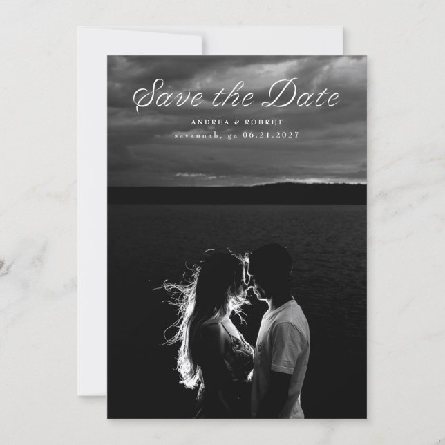 Trendy Ribbon Script Save the Date Card (Frente)