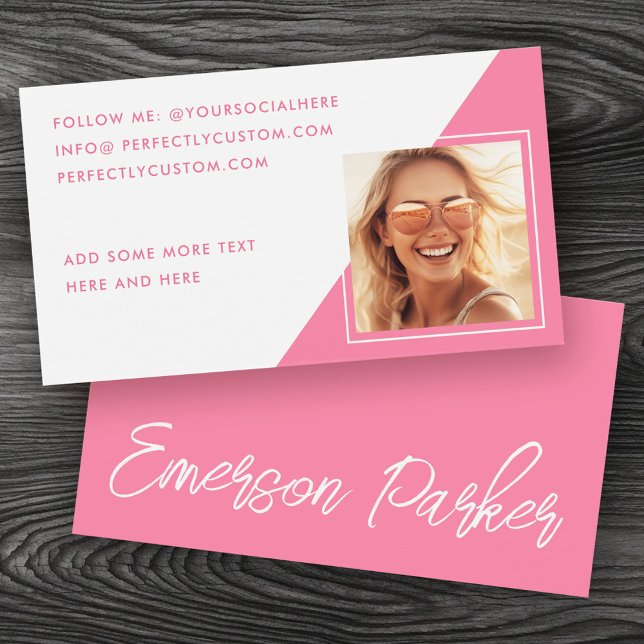 Trendy script influencer pink photo profile card (Trendy script influencer pink photo profile card)